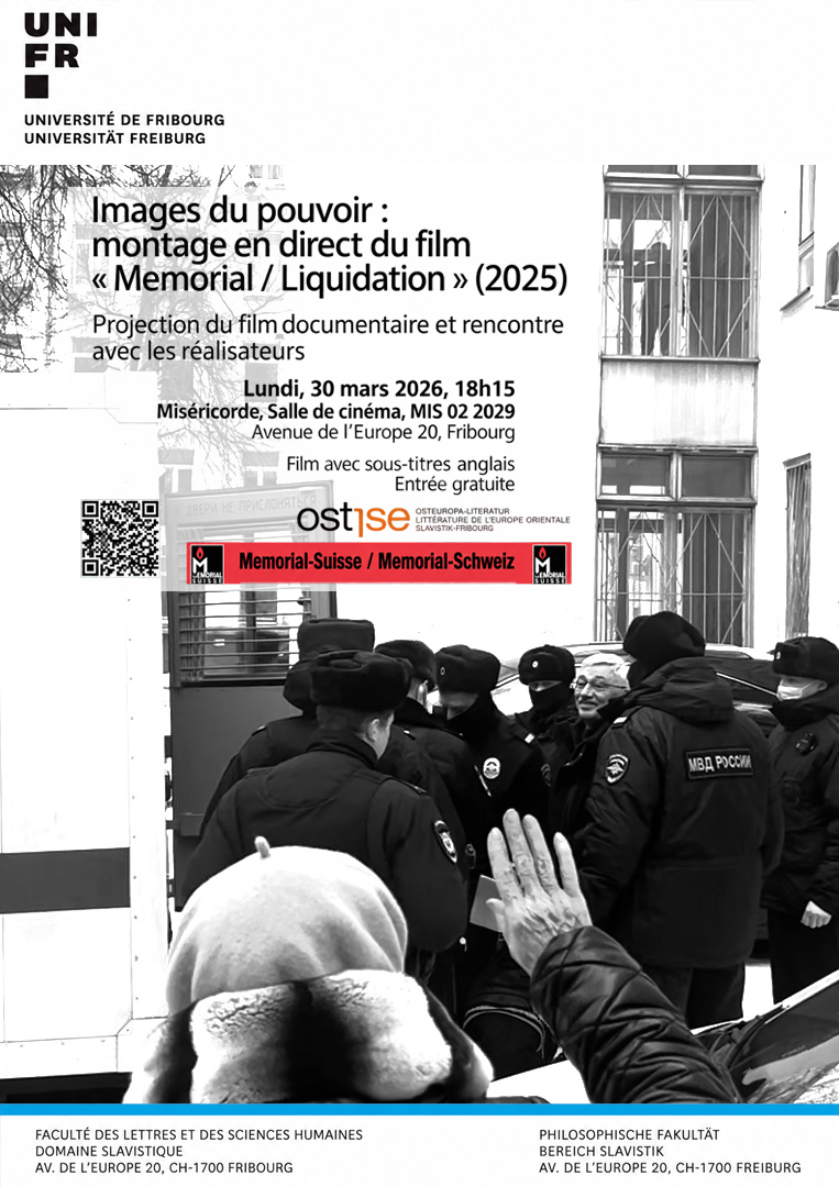 Images of Power: live editing of Memorial / Liquidation — Fribourg event poster