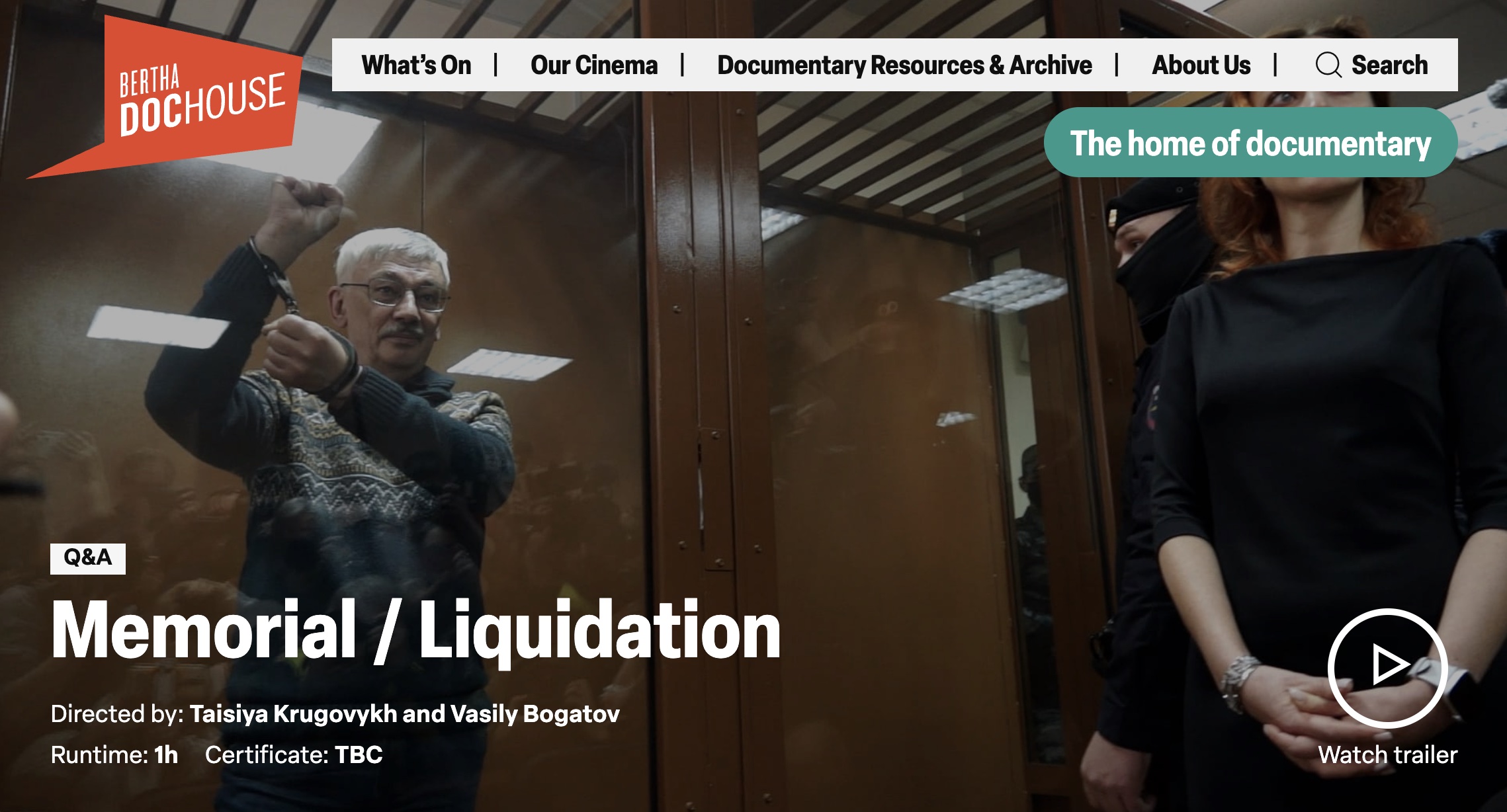 Bertha DocHouse announcement for Memorial / Liquidation, directed by Taisiya Krugovykh and Vasily Bogatov